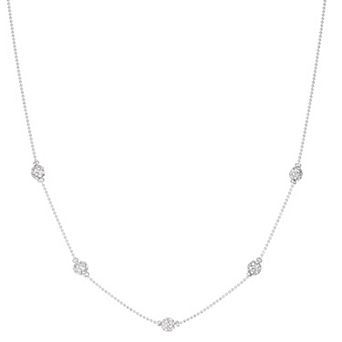 Nine West Silver Tone Pave Ball Collar Necklace