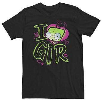 Big & Tall Invader Zim I Love Gir Head Shot Hearts Tee