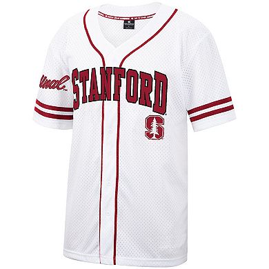 Men's Colosseum White Stanford Cardinal Free Spirited Mesh Button-Up Baseball Jersey