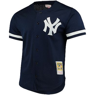 Men's Mitchell & Ness Bernie Williams Navy New York Yankees Fashion Cooperstown Collection Mesh Batting Practice Jersey