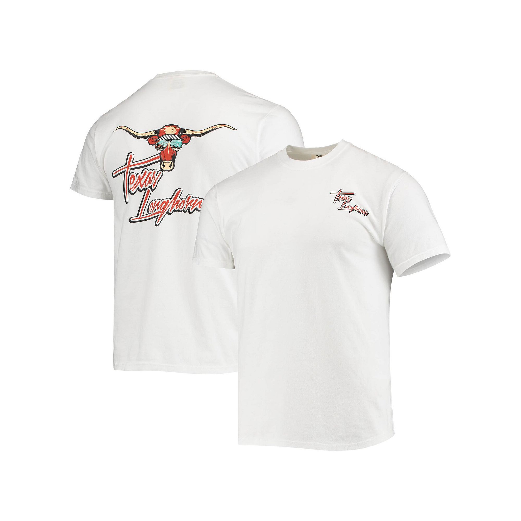 Mens White Texas Longhorns Mascot Bandana T-Shirt, Size: 3XL