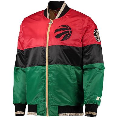 Men's Starter Red/Black/Green Toronto Raptors Black History Month NBA 75th Anniversary Full-Zip Jacket