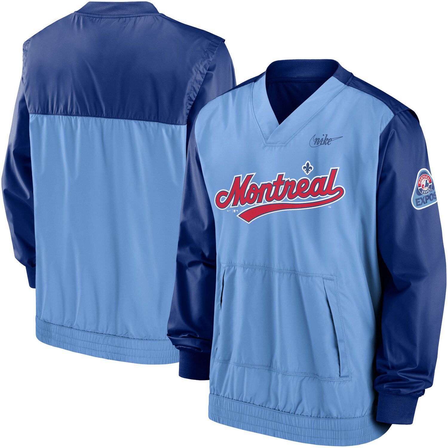 MLB Expos 45 Pedro Martinez Blue Mitchell and Ness Throwback Men Jersey