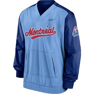 Men's Nike Royal/Light Blue Montreal Expos Cooperstown Collection V-Neck Pullover Windbreaker
