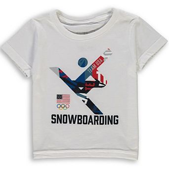 Toddler White Team USA Snowboarding Scattered Swatch T-Shirt