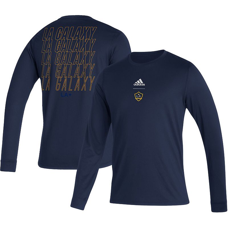 Mens adidas Navy LA Galaxy Club Long Sleeve T-Shirt, Size: Small, GAL Blue