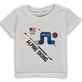 Toddler White Team USA Alpine Skiing Scattered Swatch T-Shirt