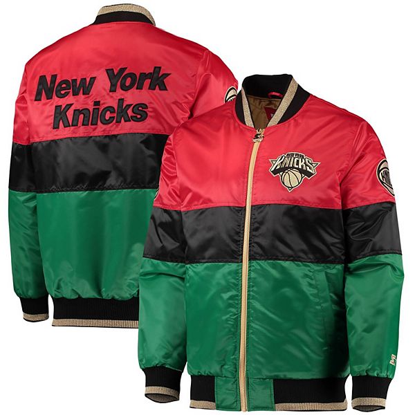 NBA New York Knicks Black Yellow Logo Team Leather Bomber Jacket