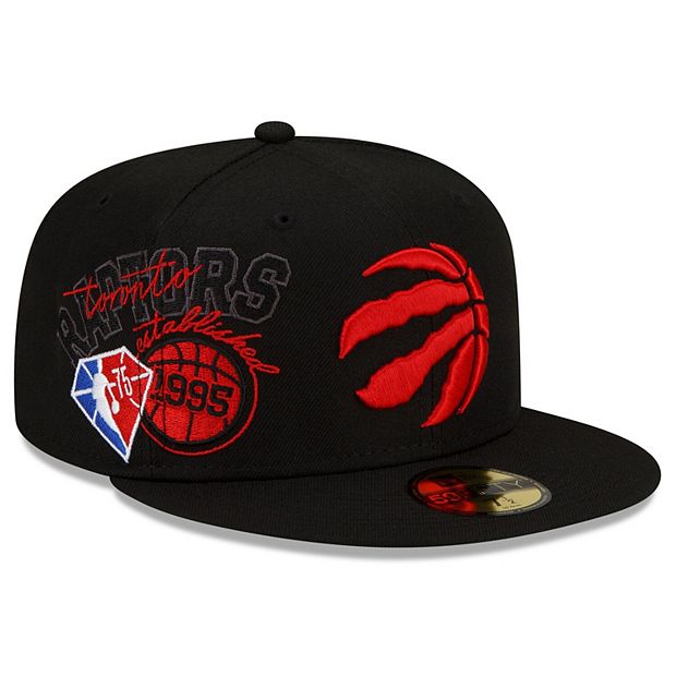 MEN'S TORONTO RAPTORS ALL BLACK LEATHER FITTED HAT