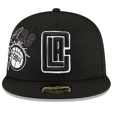 Men's New Era Black LA Clippers Back Half Team 59FIFTY Fitted Hat