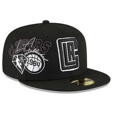 Men's New Era Black LA Clippers Back Half Team 59FIFTY Fitted Hat