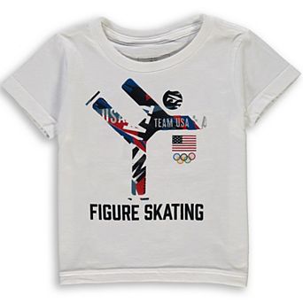 Toddler White Team USA Figure Skating Scattered Swatch T-Shirt