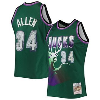 Men's Mitchell & Ness Ray Allen Green Milwaukee Bucks 1996-97 Hardwood Classics 75th Anniversary Diamond Swingman Jersey