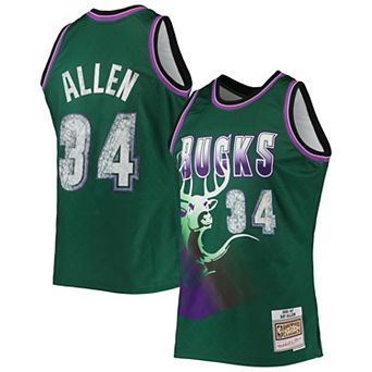 Men's Mitchell & Ness Ray Allen Green Milwaukee Bucks 1996-97 Hardwood Classics 75th Anniversary Diamond Swingman Jersey