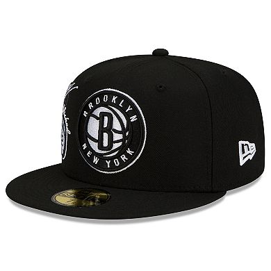 Men's New Era Black Brooklyn Nets Back Half Team 59FIFTY Fitted Hat