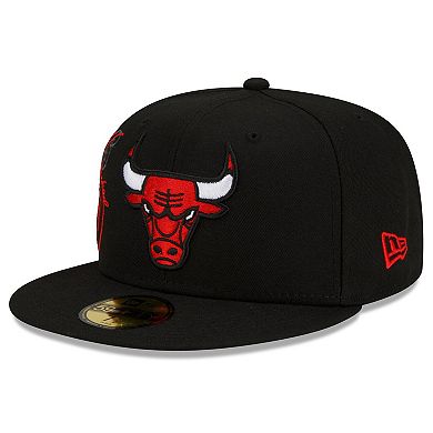 Men's New Era Black Chicago Bulls Back Half Team 59FIFTY Fitted Hat