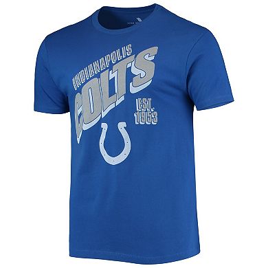 Men's Junk Food Royal Indianapolis Colts Slant T-Shirt