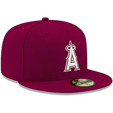 Men's New Era Cardinal Los Angeles Angels White Logo 59FIFTY Fitted Hat