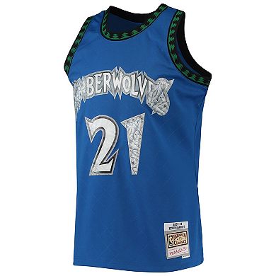 Men's Mitchell & Ness Kevin Garnett Blue Minnesota Timberwolves 1996-97 Hardwood Classics NBA 75th Anniversary Diamond Swingman Jersey