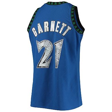 Men's Mitchell & Ness Kevin Garnett Blue Minnesota Timberwolves 1996-97 Hardwood Classics NBA 75th Anniversary Diamond Swingman Jersey