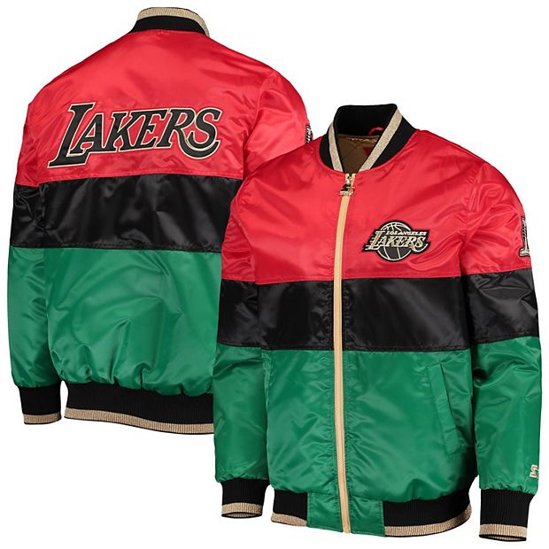 Men's Starter Red/Black/Green Los Angeles Lakers Black History