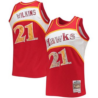 Men's Mitchell & Ness Dominique Wilkins Red Atlanta Hawks 1986-87 Hardwood Classics 75th Anniversary Diamond Swingman Jersey