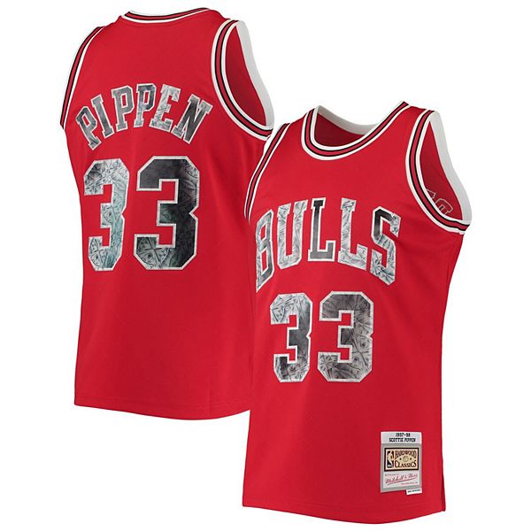 Men's Mitchell & Ness Scottie Pippen Red Chicago Bulls 1997-98 Hardwood Classics 75th Anniversary Diamond Swingman Jersey