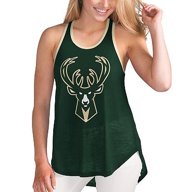 Women's G-III Sports by Carl Banks Hunter Green Milwaukee Bucks Showdown Scoop-Neck Racerback Tank Top