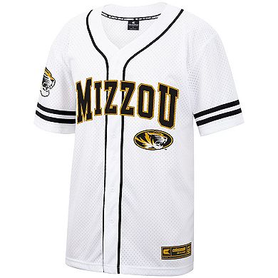 Men's Colosseum White Missouri Tigers Free Spirited Mesh Button-Up Baseball Jersey