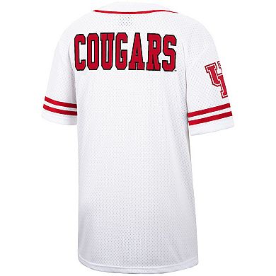 Men's Colosseum White Houston Cougars Free Spirited Mesh Button-Up Baseball Jersey