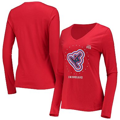 Women's Fanatics Branded Red Team USA Snowboarding Long Sleeve T-Shirt