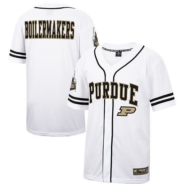 Men's Colosseum Black Purdue Boilermakers Free Spirited Mesh Button-Up Baseball Jersey Size: Large