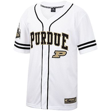 Men's Colosseum White Purdue Boilermakers Free Spirited Mesh Button-Up Baseball Jersey