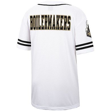 Men's Colosseum White Purdue Boilermakers Free Spirited Mesh Button-Up Baseball Jersey