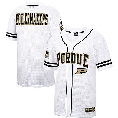 Men's Colosseum White Purdue Boilermakers Free Spirited Mesh Button-Up Baseball Jersey