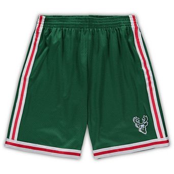 Men's Mitchell & Ness Green Milwaukee Bucks Big & Tall Hardwood Classics Team Swingman Shorts