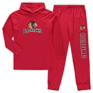 Men's Concepts Sport Red Chicago Blackhawks Big & Tall Pullover Hoodie & Joggers Sleep Set