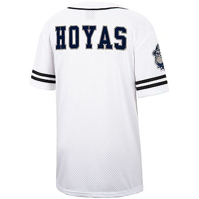 Men's Colosseum White Georgetown Hoyas Free Spirited Mesh Button-Up Baseball Jersey