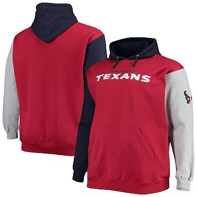 Men's Navy/Red Houston Texans Big & Tall Pullover Hoodie