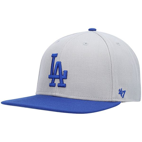 Men's '47 Gray Los Angeles Dodgers No Shot Captain Snapback Hat