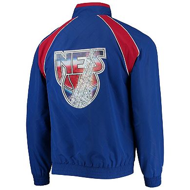 Men's New Jersey Nets Blue Mitchell & Ness Hardwood Classics 75th Anniversary Authentic Warmup Raglan Full-Snap Jacket