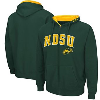 Men's Colosseum Green NDSU Bison Arch & Logo 3.0 Full-Zip Hoodie