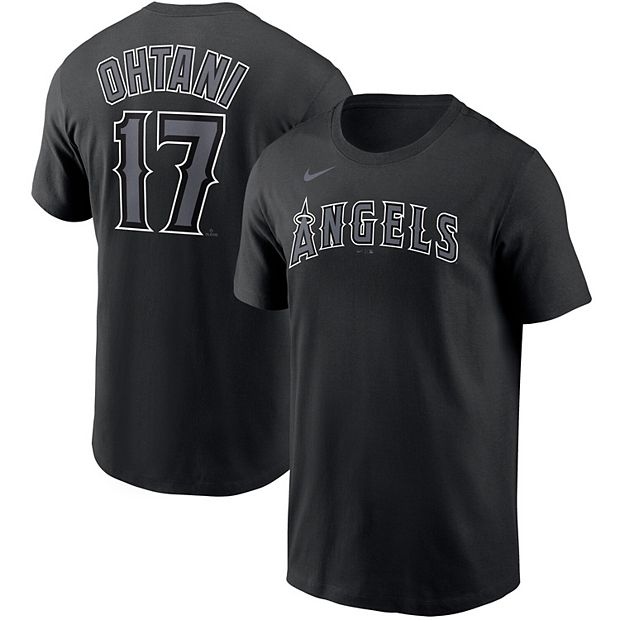 Men's Nike Shohei Ohtani Black Los Angeles Angels Black & White Name &  Number T-Shirt