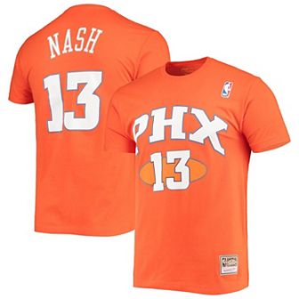 Men's Mitchell & Ness Steve Nash Orange Phoenix Suns Hardwood Classics Stitch Name & Number T-Shirt