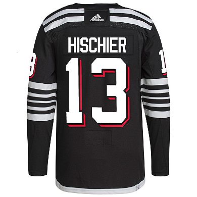Men's adidas Nico Hischier Black New Jersey Devils Alternate Primegreen Authentic Pro Player Jersey