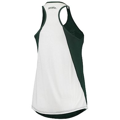 Women's Colosseum Green/White Michigan State Spartans George Glass 2-Hit Scoop Neck Racerback Tank Top