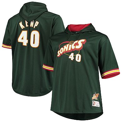 Men's Mitchell & Ness Shawn Kemp Green/Red Seattle SuperSonics Hardwood Classics Big & Tall Name & Number Short Sleeve Hoodie