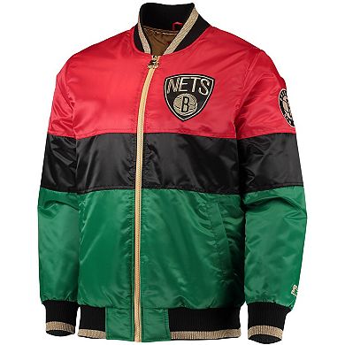 Men's Starter Red/Black/Green Brooklyn Nets Black History Month NBA 75th Anniversary Full-Zip Jacket