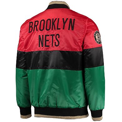 Men's Starter Red/Black/Green Brooklyn Nets Black History Month NBA 75th Anniversary Full-Zip Jacket