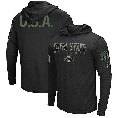 Men's Colosseum Black Iowa State Cyclones OHT Military Appreciation Team Hoodie Long Sleeve T-Shirt